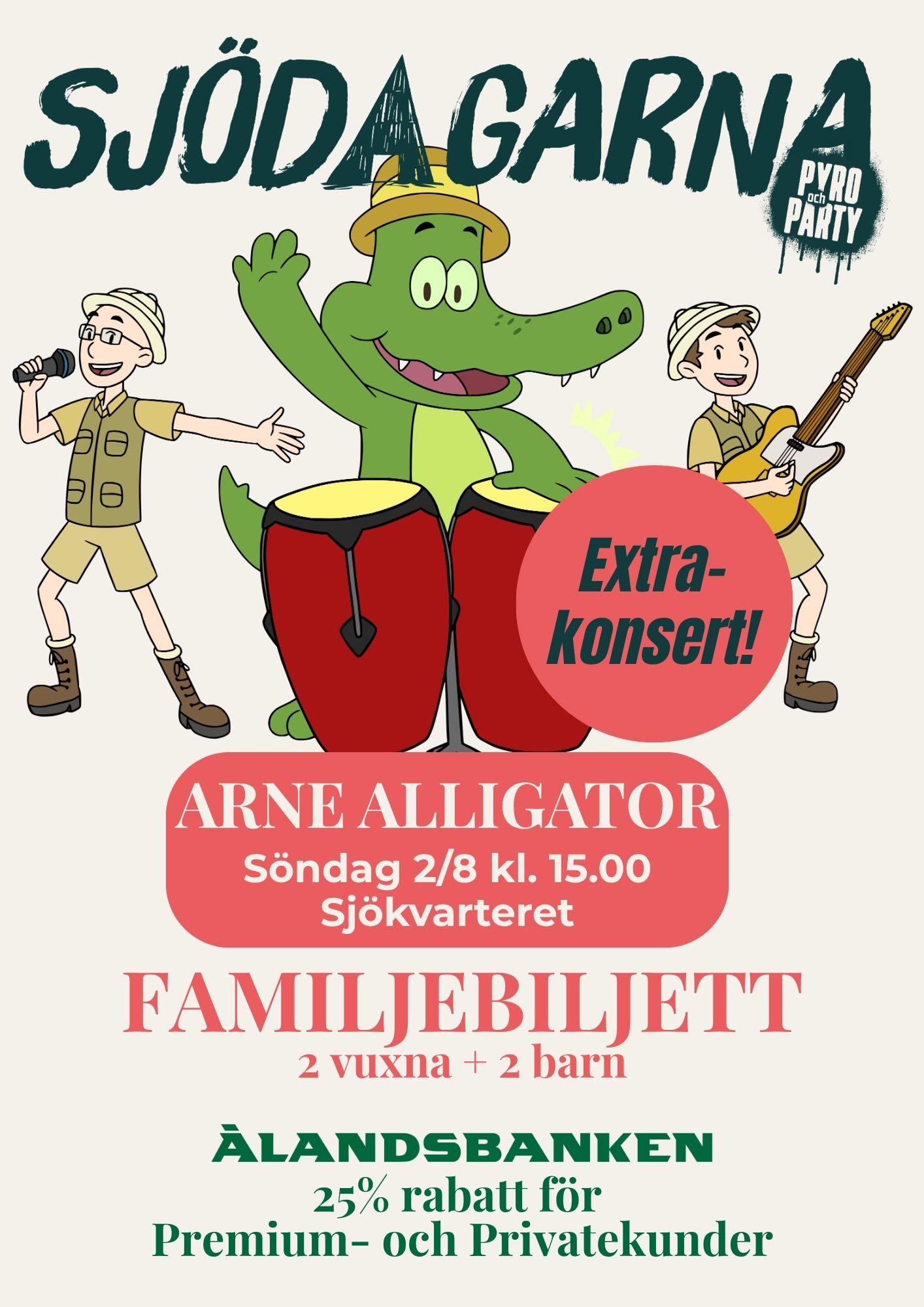 Arne Alligator familjebiljett till konserten kl 15 – för ÅABs Premium- och Privatekunder